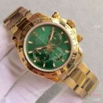 Swiss Grade Replica Rolex Daytona Yellow Gold Emerald Green Face Valjoux 7750 40mm Watch
